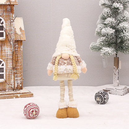 Christmas Decorations White Beard Faceless Doll Retractable