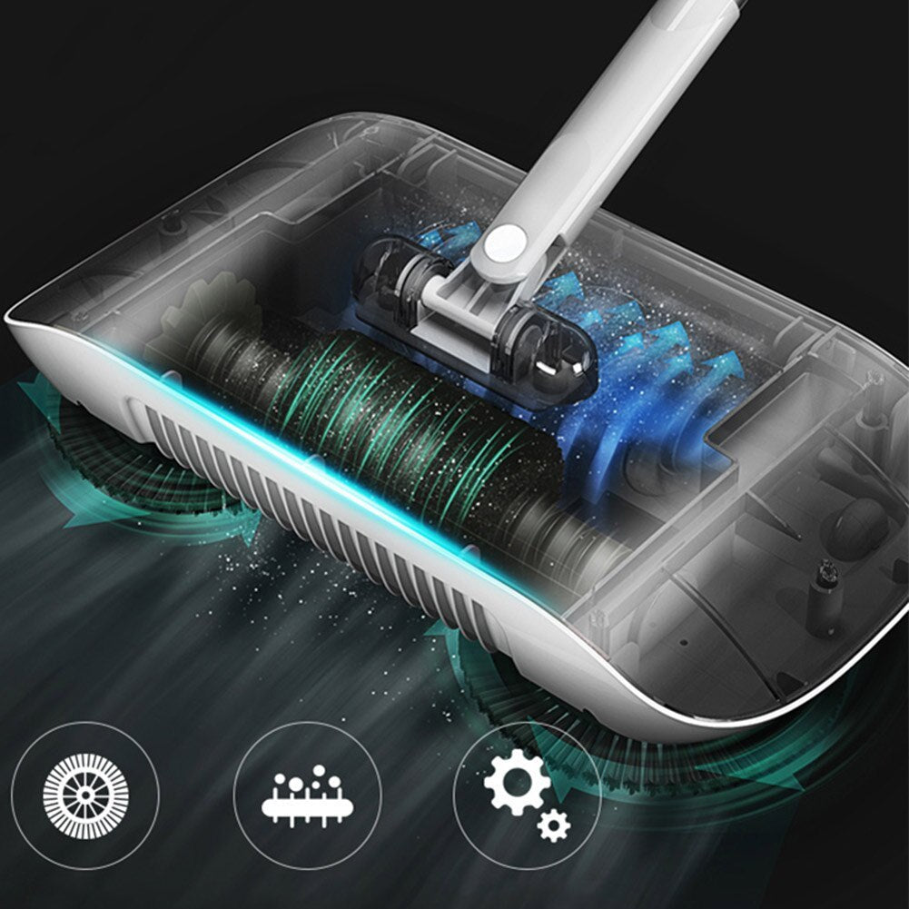 3-in-1 Hand Push Sweeper Broom & Dustpan Set - Cordless Floor Cleaning System with Mop