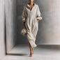 Women's Casual Chic Elegant Long Sleeve Lapel Split Dress