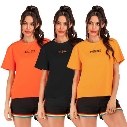 Women's Round Neck Letter T Shirt
