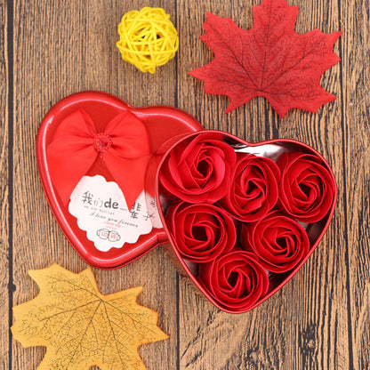 Soap Flower Gift Box Valentine's Day Gift Mother's Day Creative Gifts Bear Flower Rose Heart Shaped Tin Box