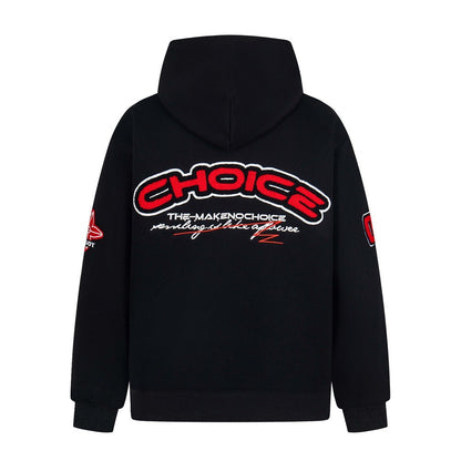 Embroidered letter hooded sweatshirt