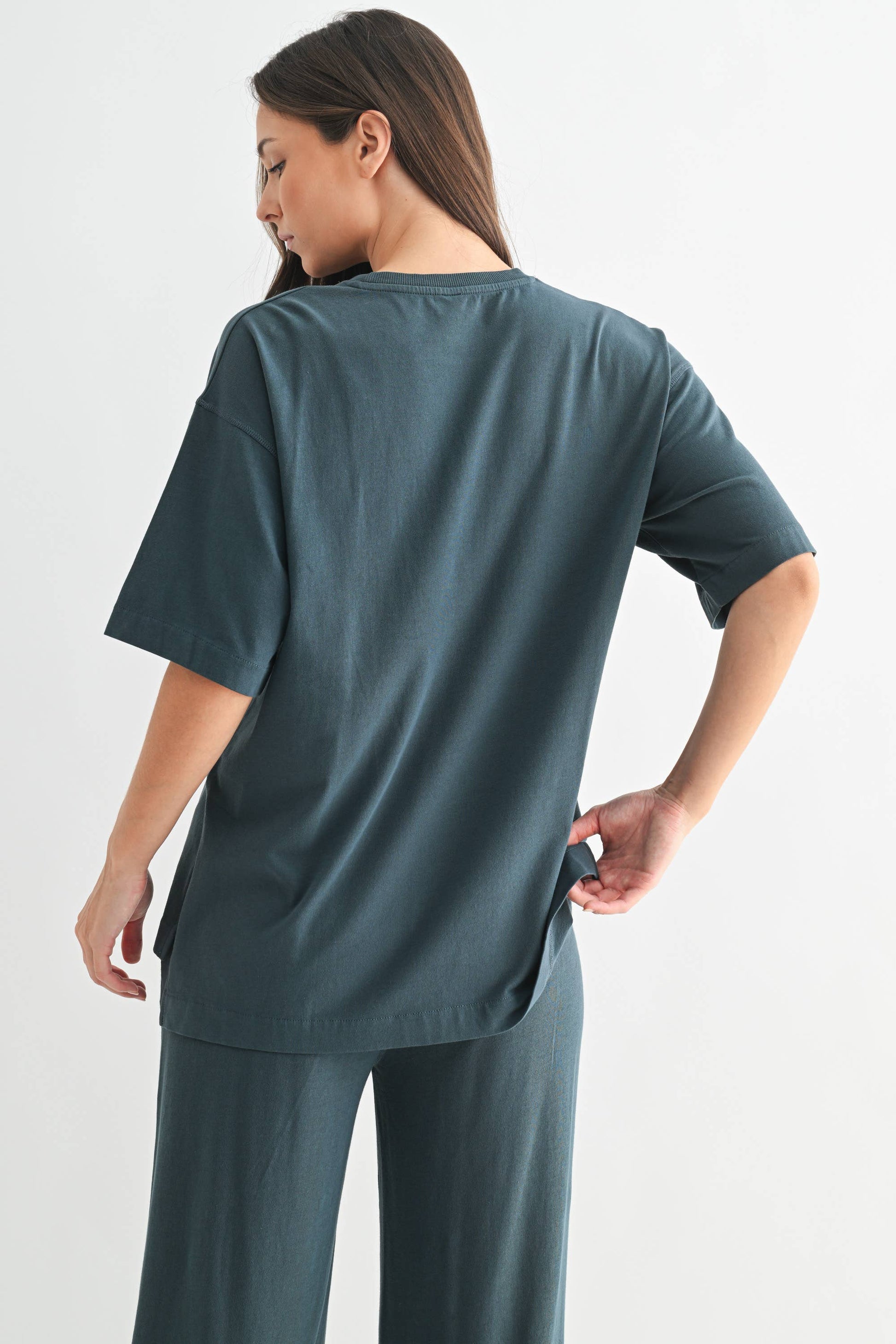 Coastal Drift Pima Cotton Pant Set in Slate Teal — oversized for ultimate comfort-1