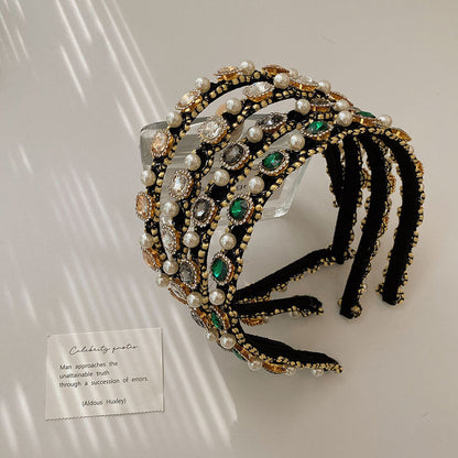Baroque Full Diamond Pearl Thin Edges High-grade Temperament Headband
