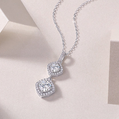 Snow Field Fairyland - A Fashionable And Light Luxury Jewelry Pendant Necklace Set With Top-quality Moissanite, S925 Silver Plated Platinum