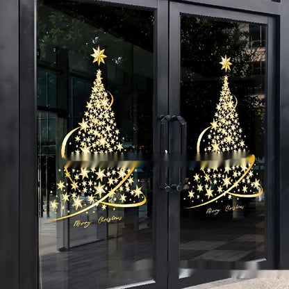 Golden Snowflake Christmas Tree Stickers