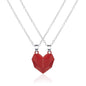 Attractive Wishing Stone Couple Pendant Necklace Ancient Love Token Heart-shaped Electrocardiogram Magnetic Heart Pendant Splicing Necklace Valentine's Day Gift