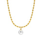 New Titanium Steel 18K Gold Milgrain Pearl Clavicle Necklace For Women