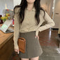 Gentle Long-sleeved Knitted Cardigan Bottoming Top
