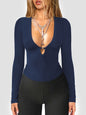 Deep V-neck Hollow Y2g Hot Girl Fashion Elegant Slim-fit Long Sleeve