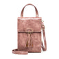 Korean style ladies tassel oil wax leather crossbody bag