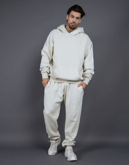 Men's Casual Loose Solid Color Hooded Sweatshirt Pants
