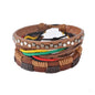 Leather Bracelet Men Multilayer Bead Bracelet Punk Wrap Bracelets