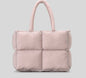 Rhombic Quilted Plush Cotton Pillow Down Handbag