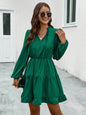 2024 FallWinter New Women's V-neck Lace-up Long-sleeve Dress