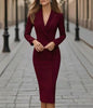 Women's Double-Breasted Blazer Dress - Professional Office Dress with Long Sleeves