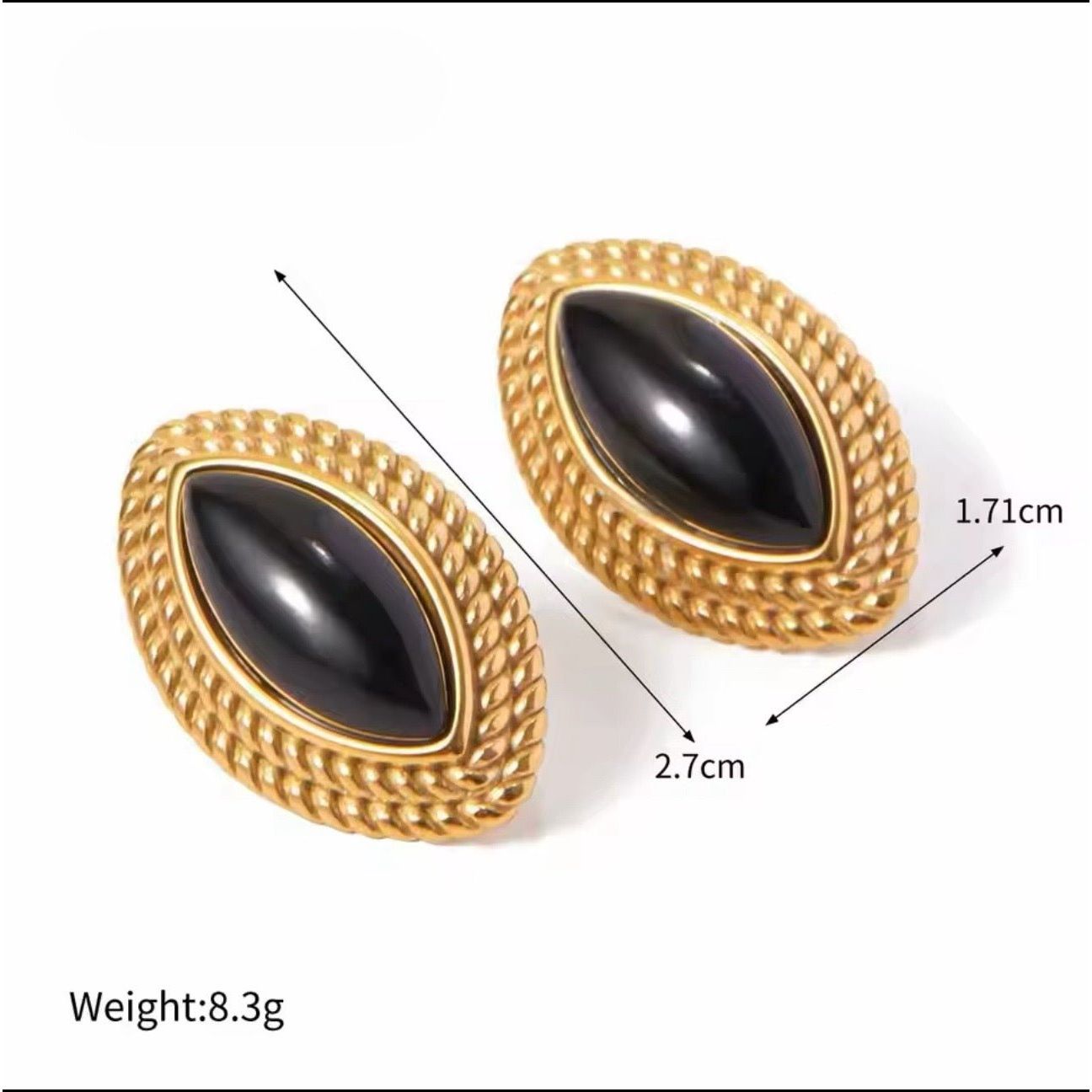 EMI  Stainless Steel Gold Plated Statement Vintage Inspired Hypoallergenic Earrings