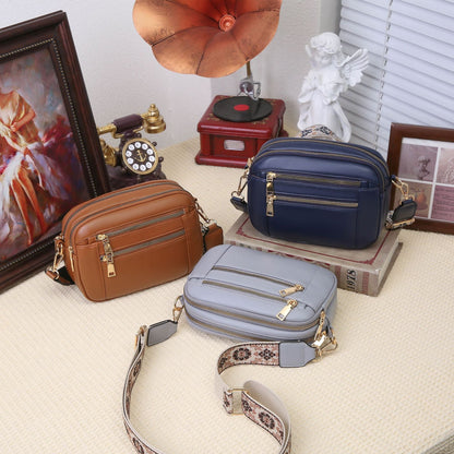 Ladies' Small Square Bag Two-tone Leather Crossbody Bag Large-capacity PU Crossbody Wallet Multi-functional For Women's Bag