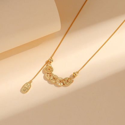 Five Emperor Coins Gold Plated New Chinese Style Necklace