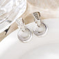 Luxury Hollow Round Moon Rose Gold Silver Color Drop Earrings For Women Micro-wax Inlay Natural Zircon Flower Bridal Wedding Daily Jewelry For Women