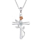 Rose Cross Necklace With Rhinestone Fashion Personality Pendant Necklace For Valentine's Day Gift