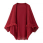 Knitted Cardigan Women's Outerwear Cloak Cape Jacket