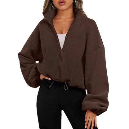 Loose Lapel Cardigan Zipper Sweater