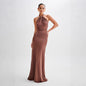 Ins Bodycon Halter Dress Sexy Backless Slim Fit Waist Slimming Maxi Dresses Prom Party Club Clothing For Women