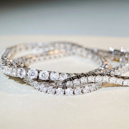 Sterling Silver Tennis Chain Moissanite Necklace Moissanite Braceletunisex Design