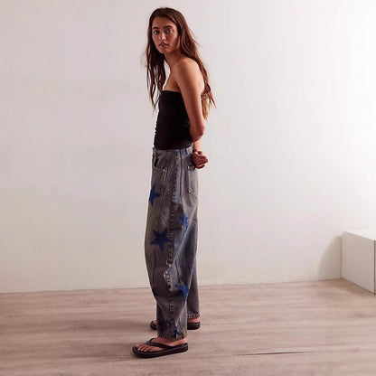 Casual Loose Mid Waist Cylindrical Women's Jeans