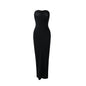 Spicy Girl Style Tube Top Bodycon Side-Slit Long Solid-Color Dress