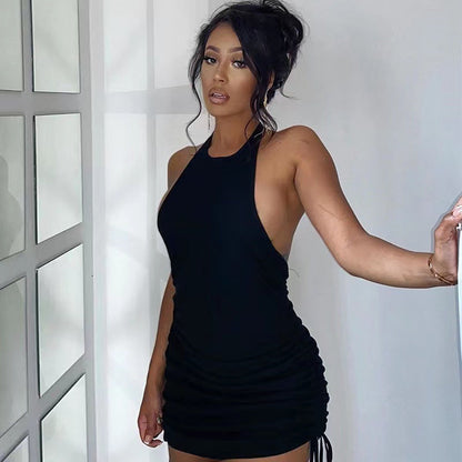 Sexy Halter-Neck Lace-up Backless High-Waist Sheath Dress