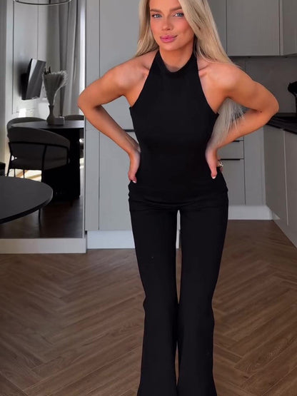 Black Halter Sleeveless Jumpsuit