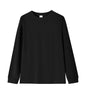 Solid-color Heavyweight Pure Cotton Crew-neck Long-sleeve T-shirt For Women
