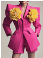 High-Fashion 3D Floral Structured Blazer & Shorts Set