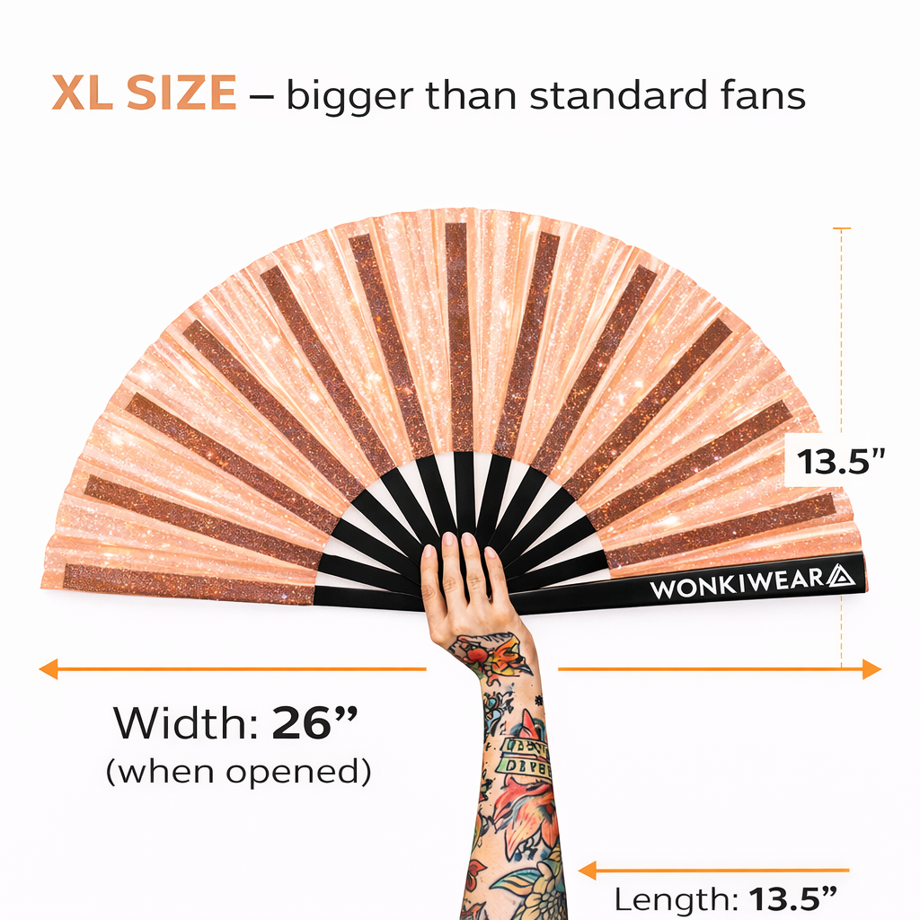 XL Festival Fan - Disco Glitter, Peach
