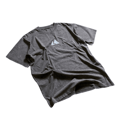 Washed Grey Cotton Drop Shoulder Tee - Oversized Unisex