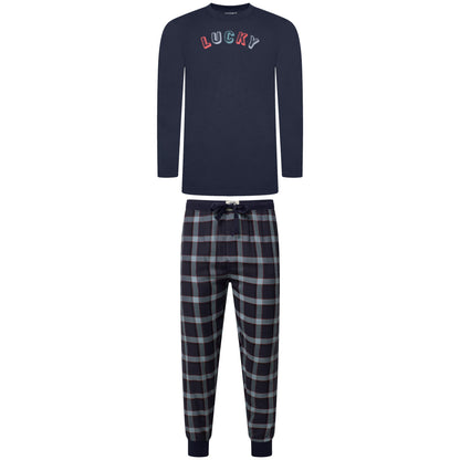 Lucky Brand Crew Neck & Closed Hem Flannel Pant Pyjama Set