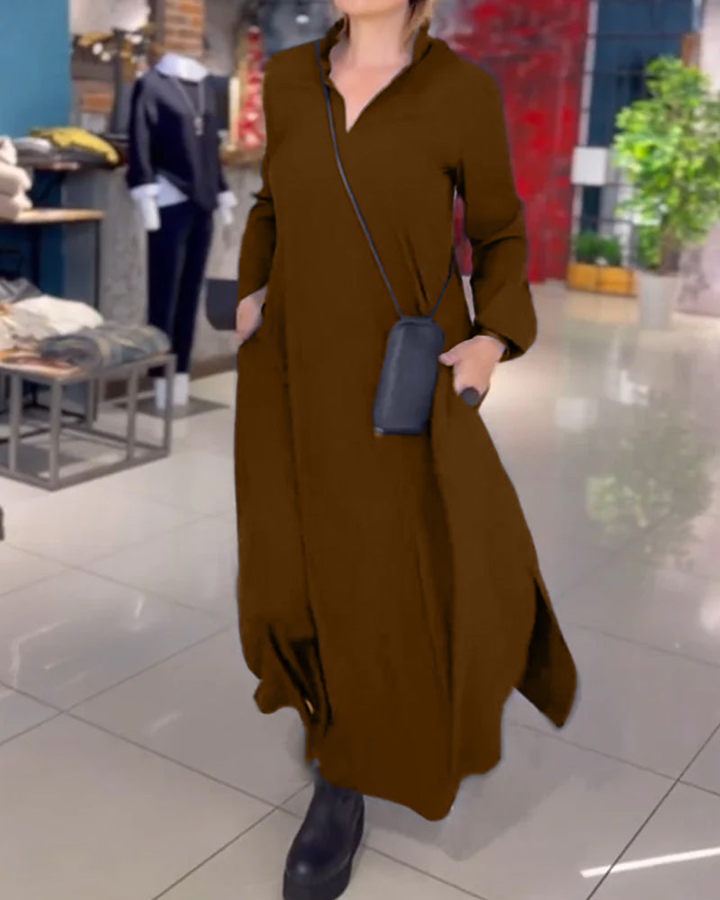 Tamira | Side Slit Lapel Loose Long Dress