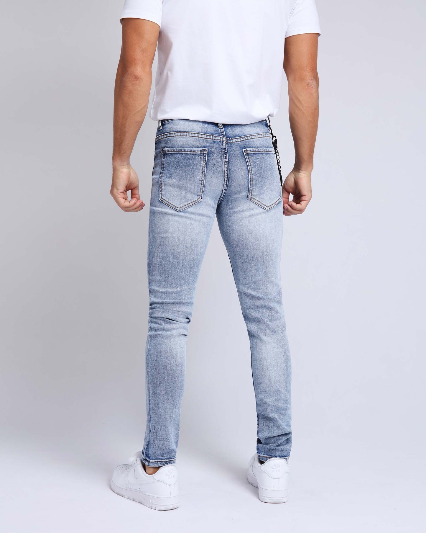 Casual Cat Whisker Slim Fit Blue Ripped Jeans