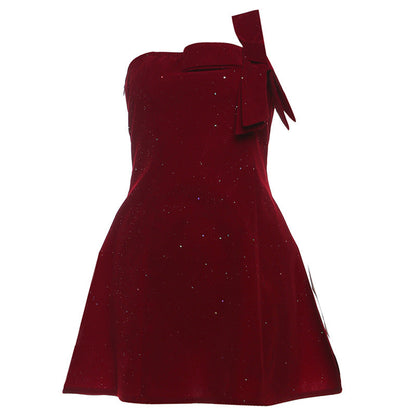 Elegant Solid-color Strapless Dress