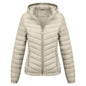 Women's Solid-Color Zippered Hooded Winter Coat Jacket Casual