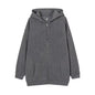 Full-zip Hoodie With Fleece-lined Solid-color Sweatshirt