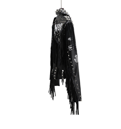 Black Street Hipster Jacket Slim Fit European And American Motorcycle Suit