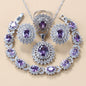 Garnet Cubic Zirconia Earrings Pendant Necklace Bracelet Ring Gift 4 PCs Set