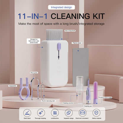 Portable 11 In 1 Multifunctional Cleaning Kit Computer Keyboard Cleaner Phone Screen Clean Tools Earphone Clean Brush With Storage Box
