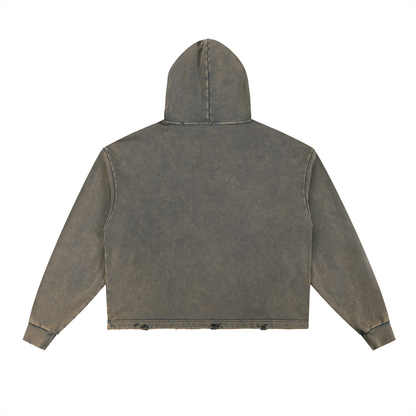 Vintage Washed Frayed-Hem Hoodie - Premium Fleece Gym Hoodie | BRACE