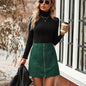 High Waist Stitching Zipper Short Skirt For Women