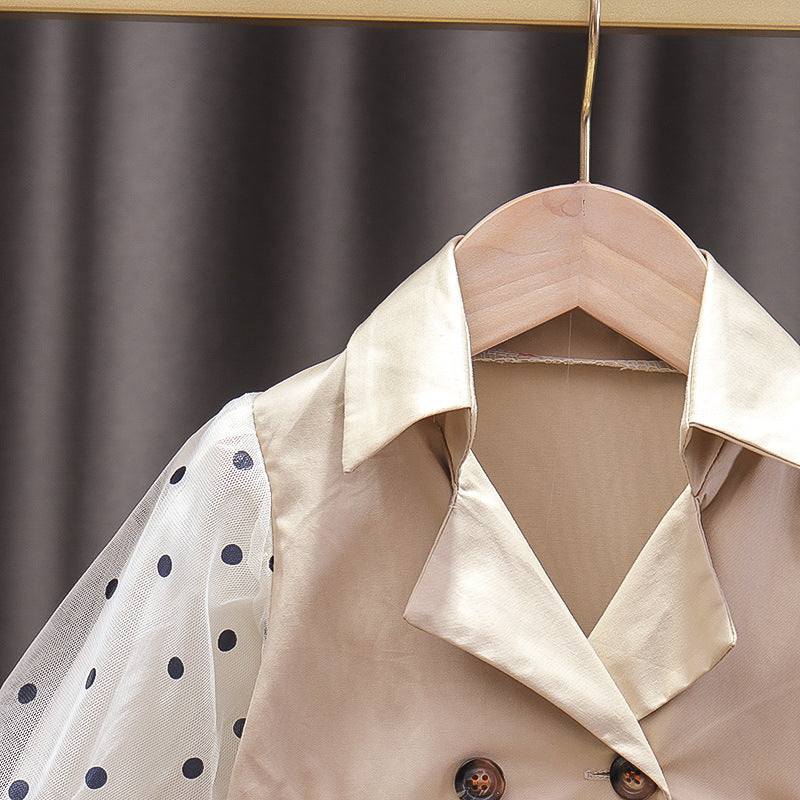 Girls' Mid-length Thin Outerwear Trench Coat