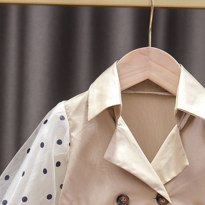 Girls' Mid-length Thin Outerwear Trench Coat